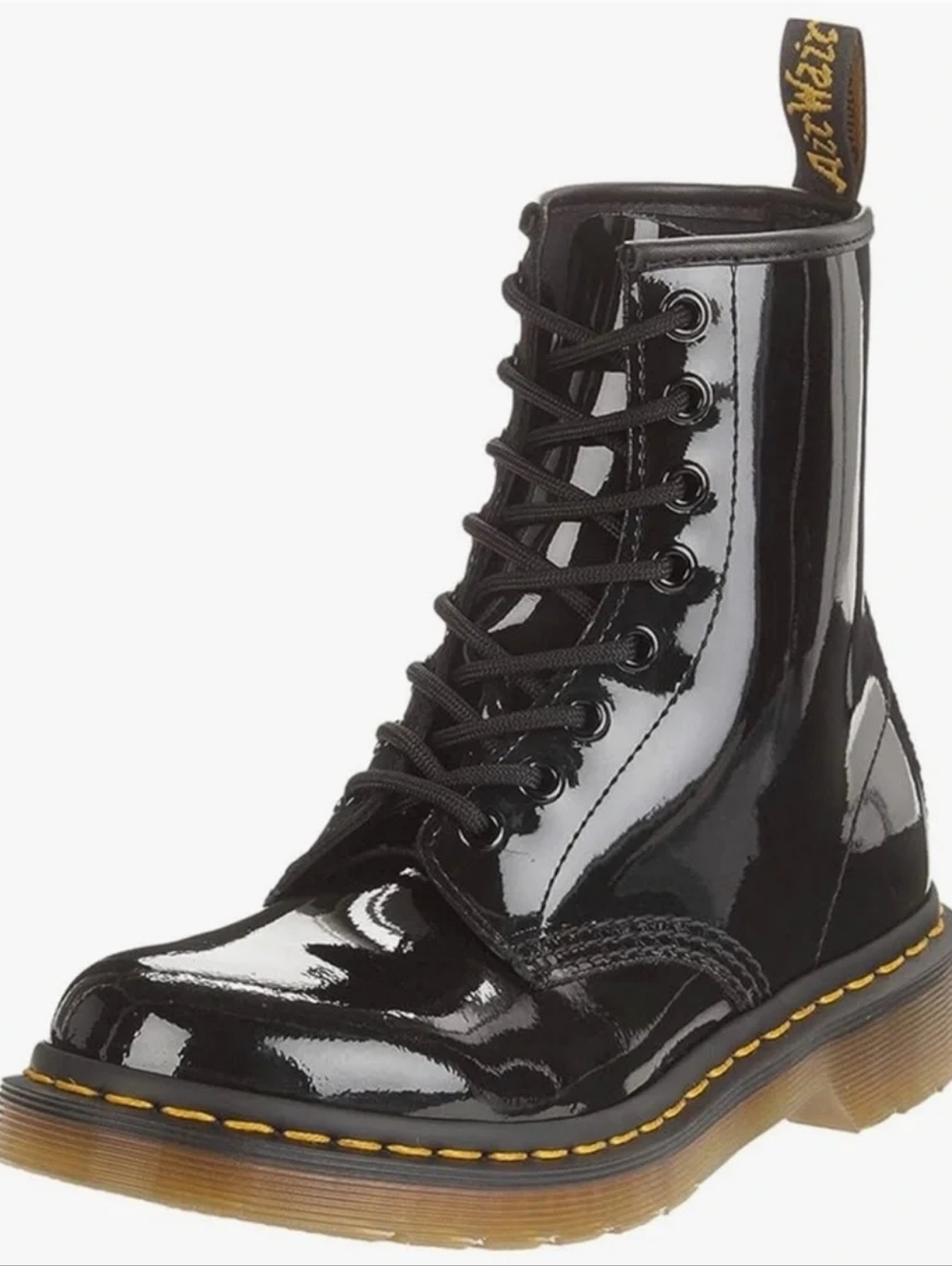NWOB Dr. Martens Zavala Combat Boot in Black Patent Leather Size Ladies US 8
